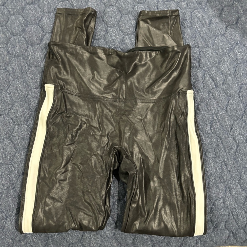 Spanx Leather Leggings with stripe